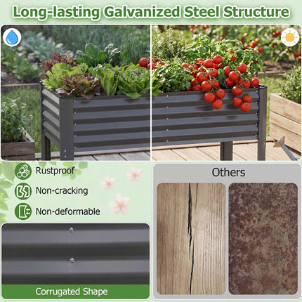Galvanized Raised Garden Bed with Legs, 46 x 24 in, Gray