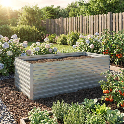 Galvanized Steel Raised Garden Bed Set, 180x90x60 cm, Silver