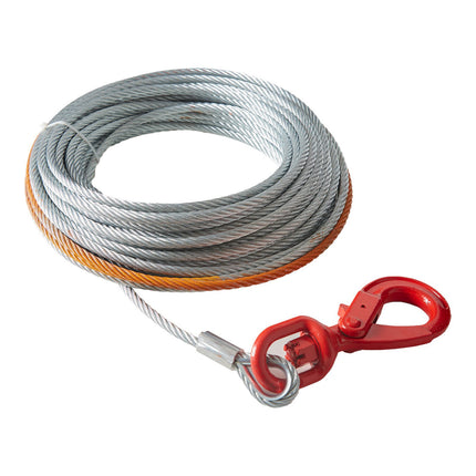 Galvanized Steel Winch Cable 3/8 in x 100 ft, Swivel Hook