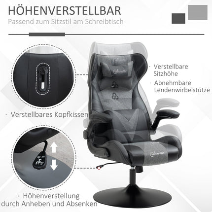 Herní židle, nastavitelná výška, černá/šedá, ergonomický design