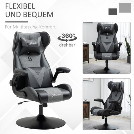 Herní židle, nastavitelná výška, černá/šedá, ergonomický design