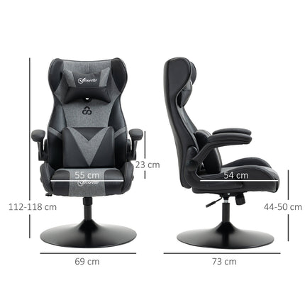 Herní židle, nastavitelná výška, černá/šedá, ergonomický design