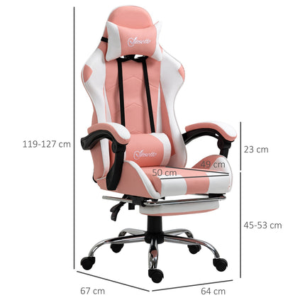 Ergonomická růžovo-bílá herní židle s bederní podporou