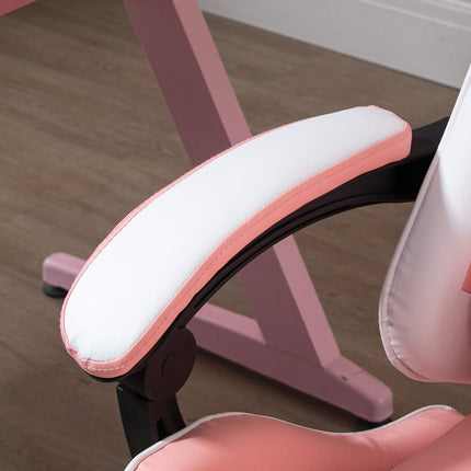 Ergonomická růžovo-bílá herní židle s bederní podporou