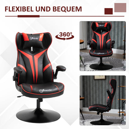 Ergonomická herní židle s houpacím mechanismem, černo-červená ocel