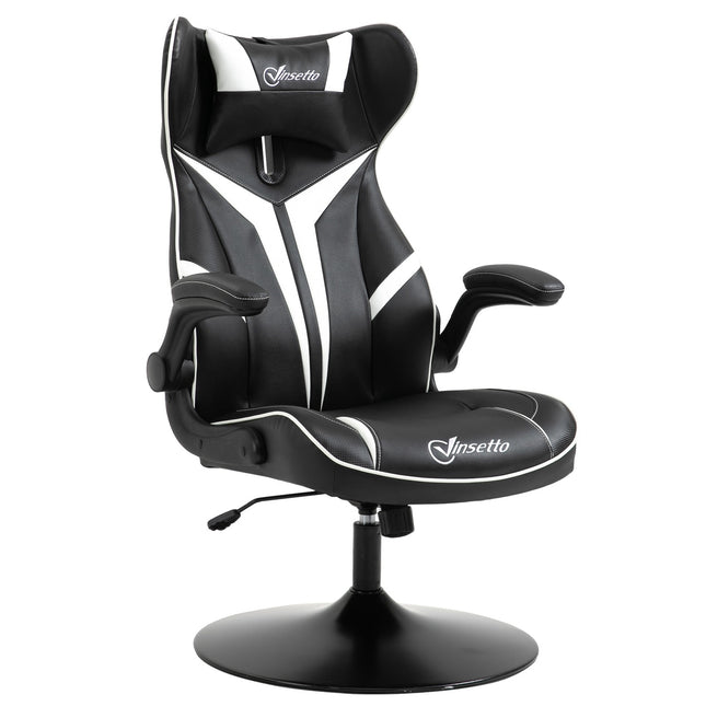 Gamingstoel Ergonomische Computerstoel Met Wipfunctie Draaistoel In Hoogte Verstelbaar Staal Zwart + Wit 67 X 75 X 106-112 Cm
