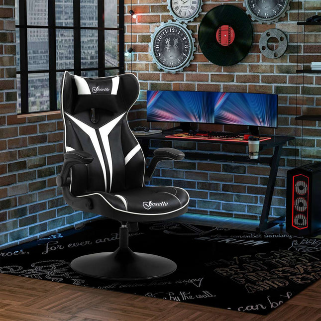 Gamingstoel Ergonomische Computerstoel Met Wipfunctie Draaistoel In Hoogte Verstelbaar Staal Zwart + Wit 67 X 75 X 106-112 Cm