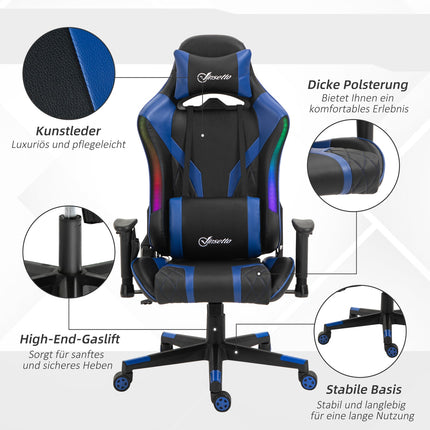 Ergonomická herní židle s LED, nastavitelné područky, vysoké opěradlo