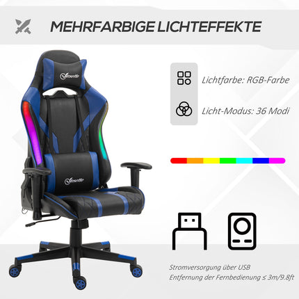 Ergonomická herní židle s LED, nastavitelné područky, vysoké opěradlo