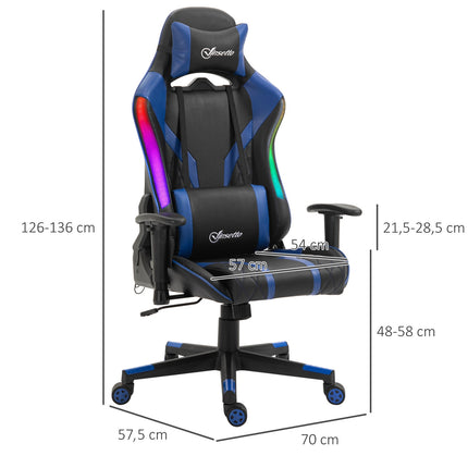 Ergonomická herní židle s LED, nastavitelné područky, vysoké opěradlo