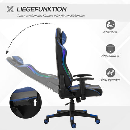 Ergonomická herní židle s LED, nastavitelné područky, vysoké opěradlo