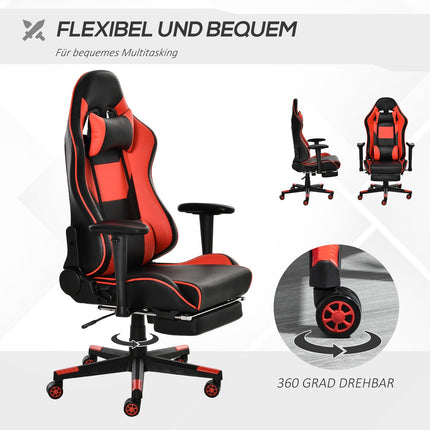 Ergonomická herní židle se sklopnou podnožkou, černá
