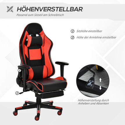 Ergonomická herní židle se sklopnou podnožkou, černá