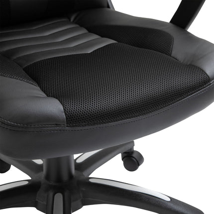 Ergonomické masážní křeslo z černé umělé kůže s vyhříváním a vibracemi