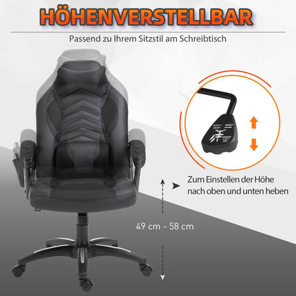 Ergonomické masážní křeslo z černé umělé kůže s vyhříváním a vibracemi