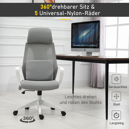 Ergonomická herní židle s masáží, otočná, šedý nylon