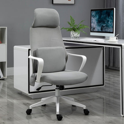 Ergonomická herní židle s masáží, otočná, šedý nylon