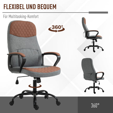 Ergonomická herní židle, otočná kancelářská židle, šedá/hnědá