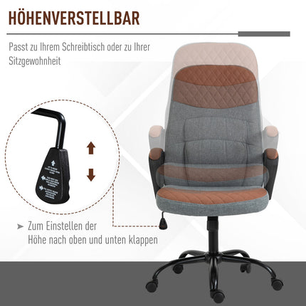 Ergonomická herní židle, otočná kancelářská židle, šedá/hnědá