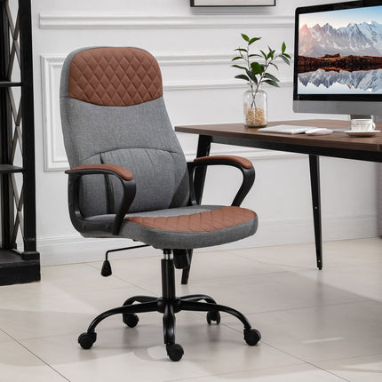 Ergonomická herní židle, otočná kancelářská židle, šedá/hnědá