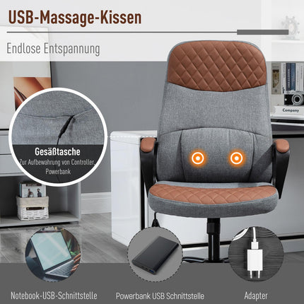 Ergonomická herní židle, otočná kancelářská židle, šedá/hnědá