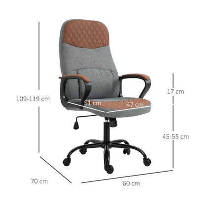 Ergonomická herní židle, otočná kancelářská židle, šedá/hnědá