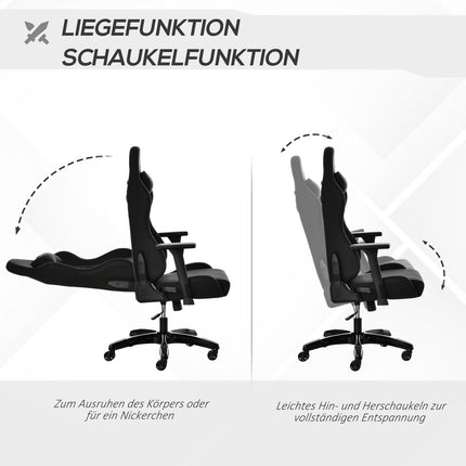 Ergonomická polohovací herní židle, umělá kůže, výškově nastavitelná