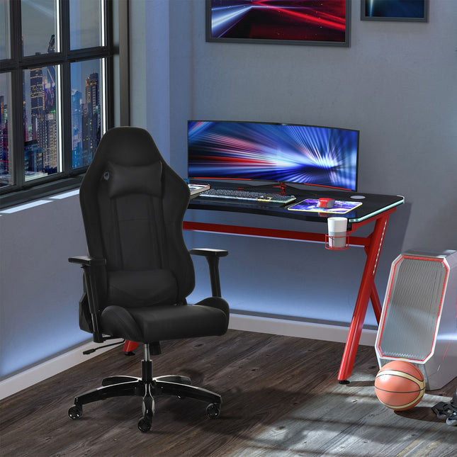 Ergonomická polohovací herní židle, umělá kůže, výškově nastavitelná