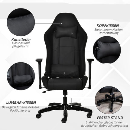 Ergonomická polohovací herní židle, umělá kůže, výškově nastavitelná