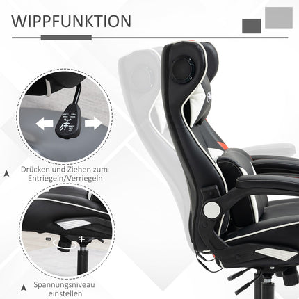 Ergonomická herní židle s reproduktory, nastavitelná výška, umělá kůže