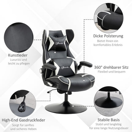 Ergonomická herní židle s reproduktory, nastavitelná výška, umělá kůže