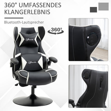 Ergonomická herní židle s reproduktory, nastavitelná výška, umělá kůže