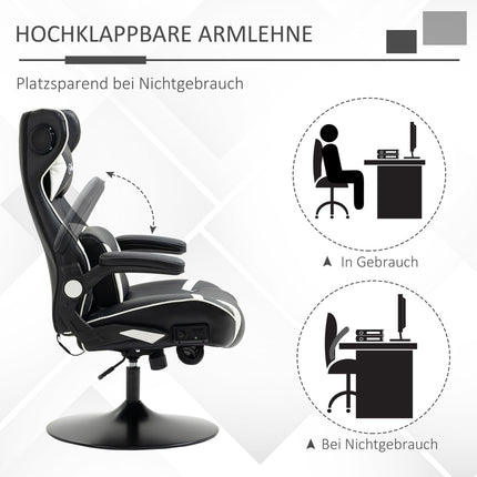 Ergonomická herní židle s reproduktory, nastavitelná výška, umělá kůže