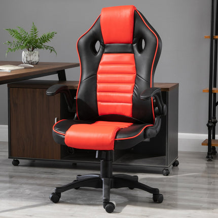 Herní židle racing, ergonomická, nastavitelná, červená a černá