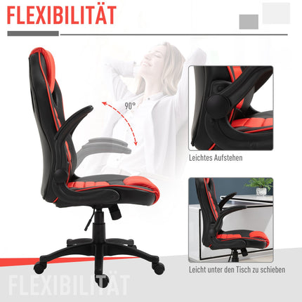 Herní židle racing, ergonomická, nastavitelná, červená a černá