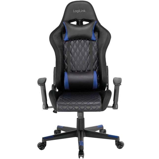 Herní židle s RGB osvětlením, černá/modrá, ergonomický design