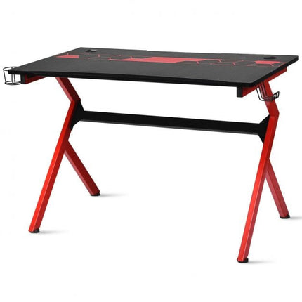 Gaming Desk, R-Shaped, Headphone Hook, Cup Holder, 115cm