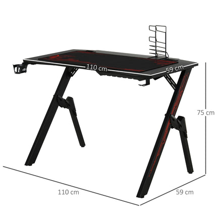 Herní stůl – moderní MDF a kov, 110x59x75cm