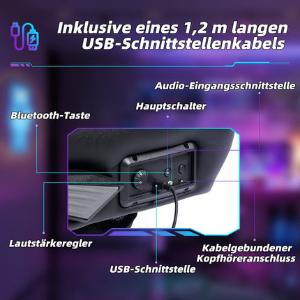 Ergonomic gaming chair with rocker, speaker, 120 kg capacity