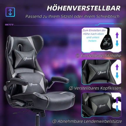 Ergonomic gaming chair with rocker, speaker, 120 kg capacity