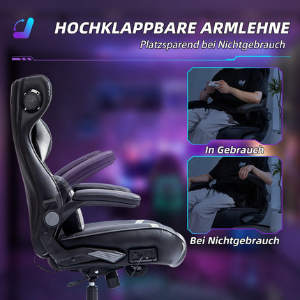 Ergonomic gaming chair with rocker, speaker, 120 kg capacity