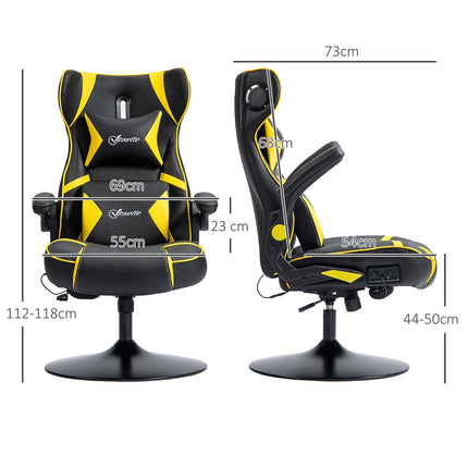 Ergonomická herní židle s reproduktorem, nastavitelná, černá/žlutá
