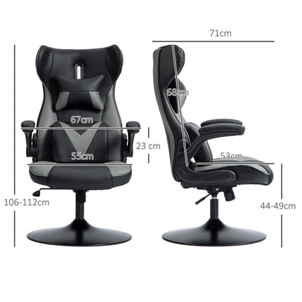 Ergonomická herní židle s houpacím mechanismem a bederním polštářem, černá/šedá