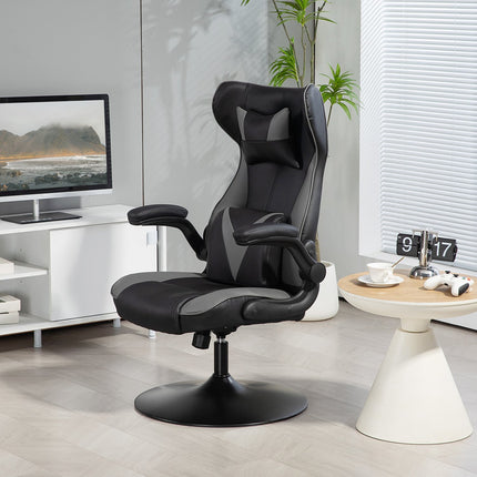 Ergonomická herní židle s houpacím mechanismem a bederním polštářem, černá/šedá
