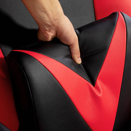 Ergonomická herní židle s houpacím mechanismem, výškově nastavitelná, černá/červená