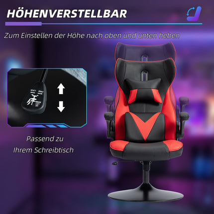 Ergonomická herní židle s houpacím mechanismem, výškově nastavitelná, černá/červená