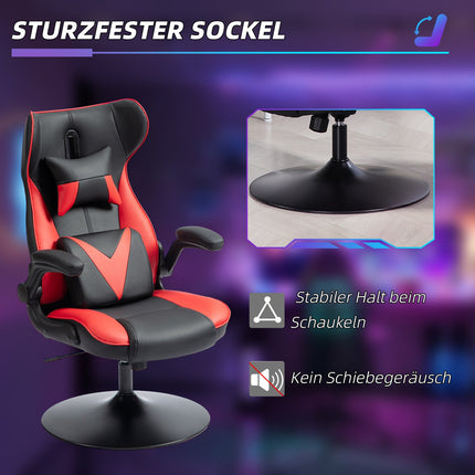 Ergonomická herní židle s houpacím mechanismem, výškově nastavitelná, černá/červená