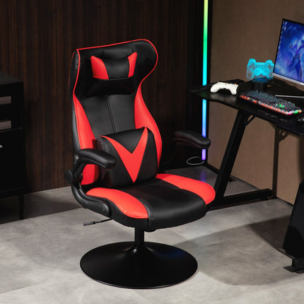 Ergonomická herní židle s houpacím mechanismem, výškově nastavitelná, černá/červená