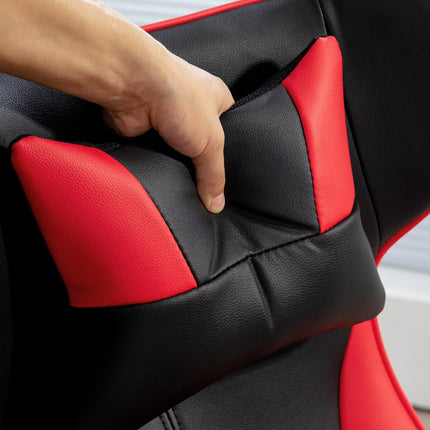 Ergonomická herní židle s houpacím mechanismem, výškově nastavitelná, černá/červená