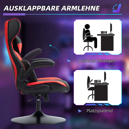 Ergonomická herní židle s houpacím mechanismem, výškově nastavitelná, černá/červená